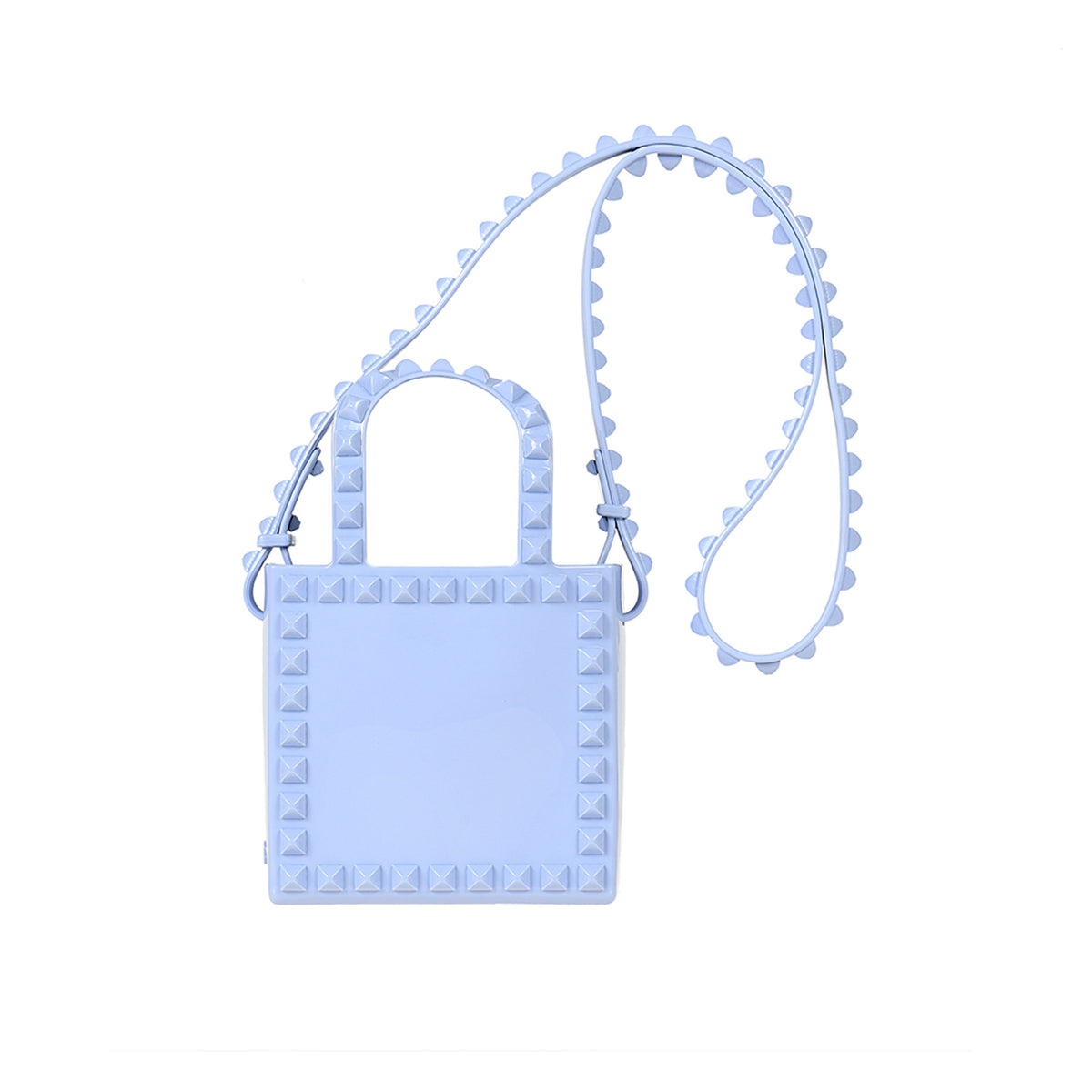 Baby Blue beach tote bag with studs