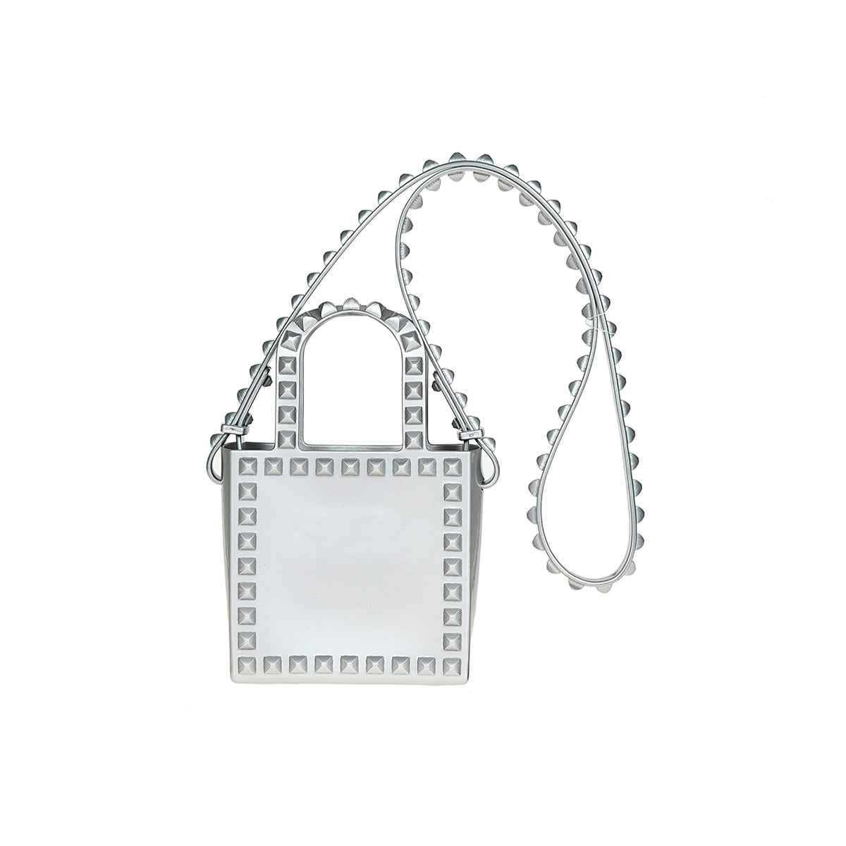 Silver jelly tote bags with studs from Carmen Sol