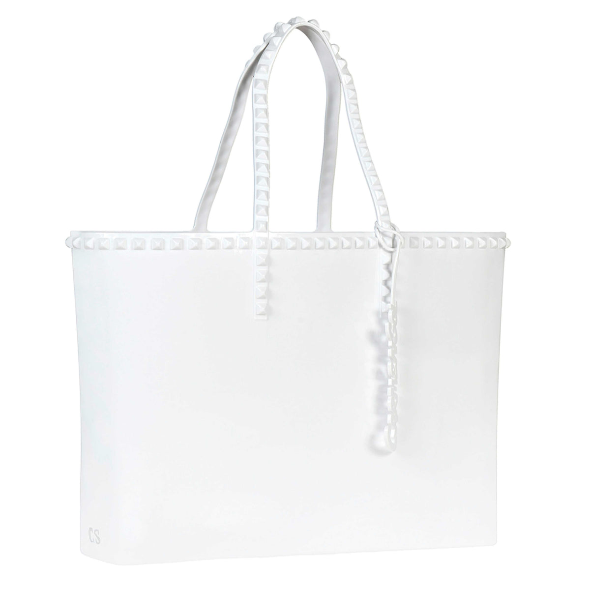 Large studded womens bag in white