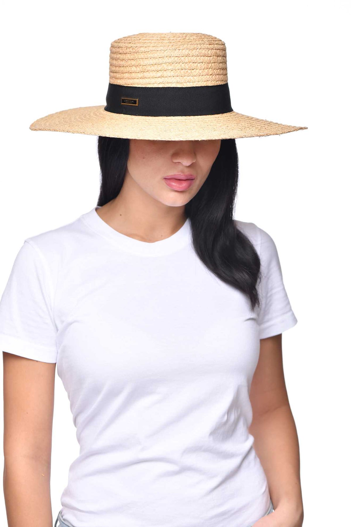 Black Carmen Sol Mirtha raffia sun protection hat