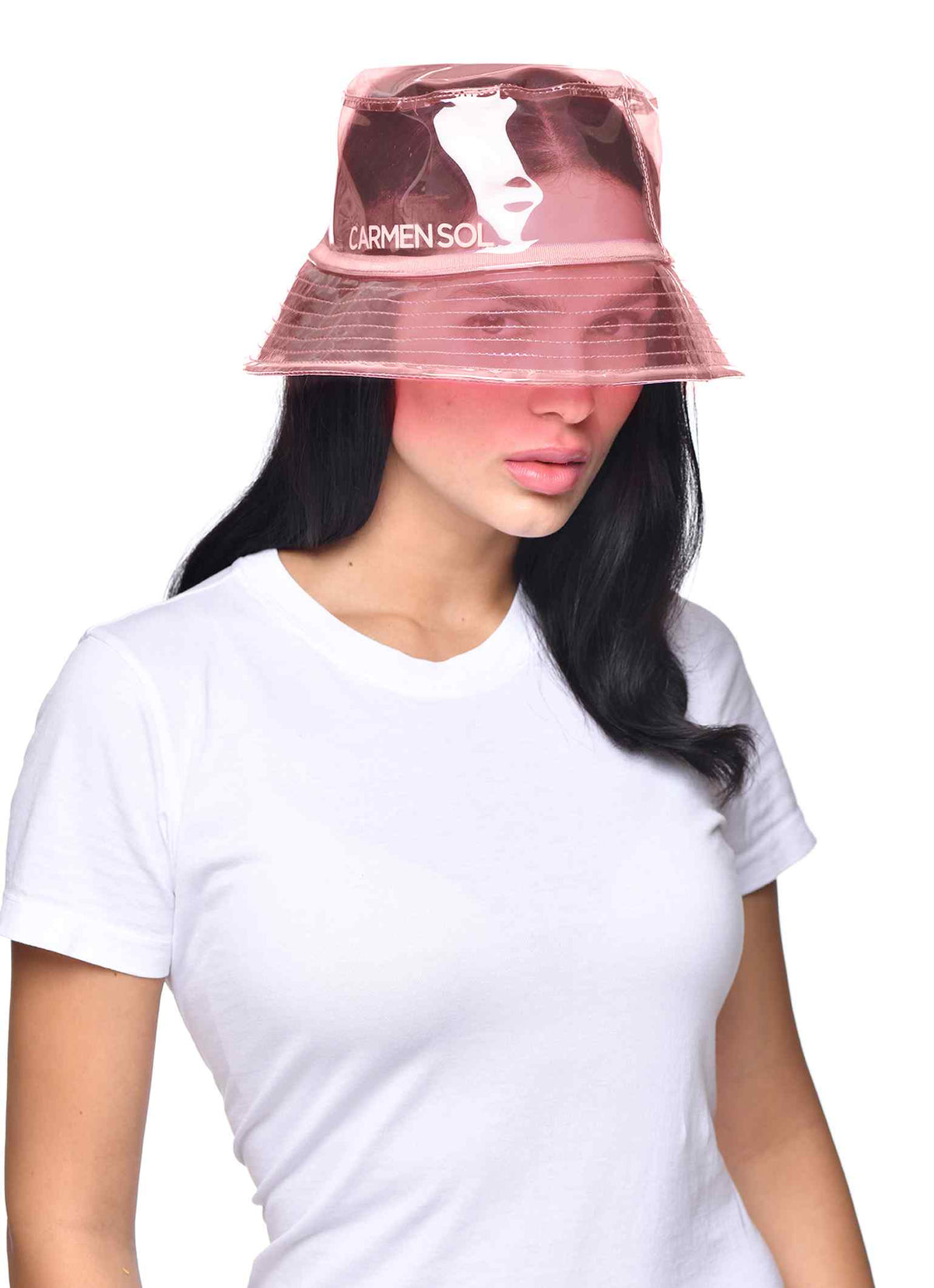 Made in Italy Raquel jelly womens bucket hat in color baby pink