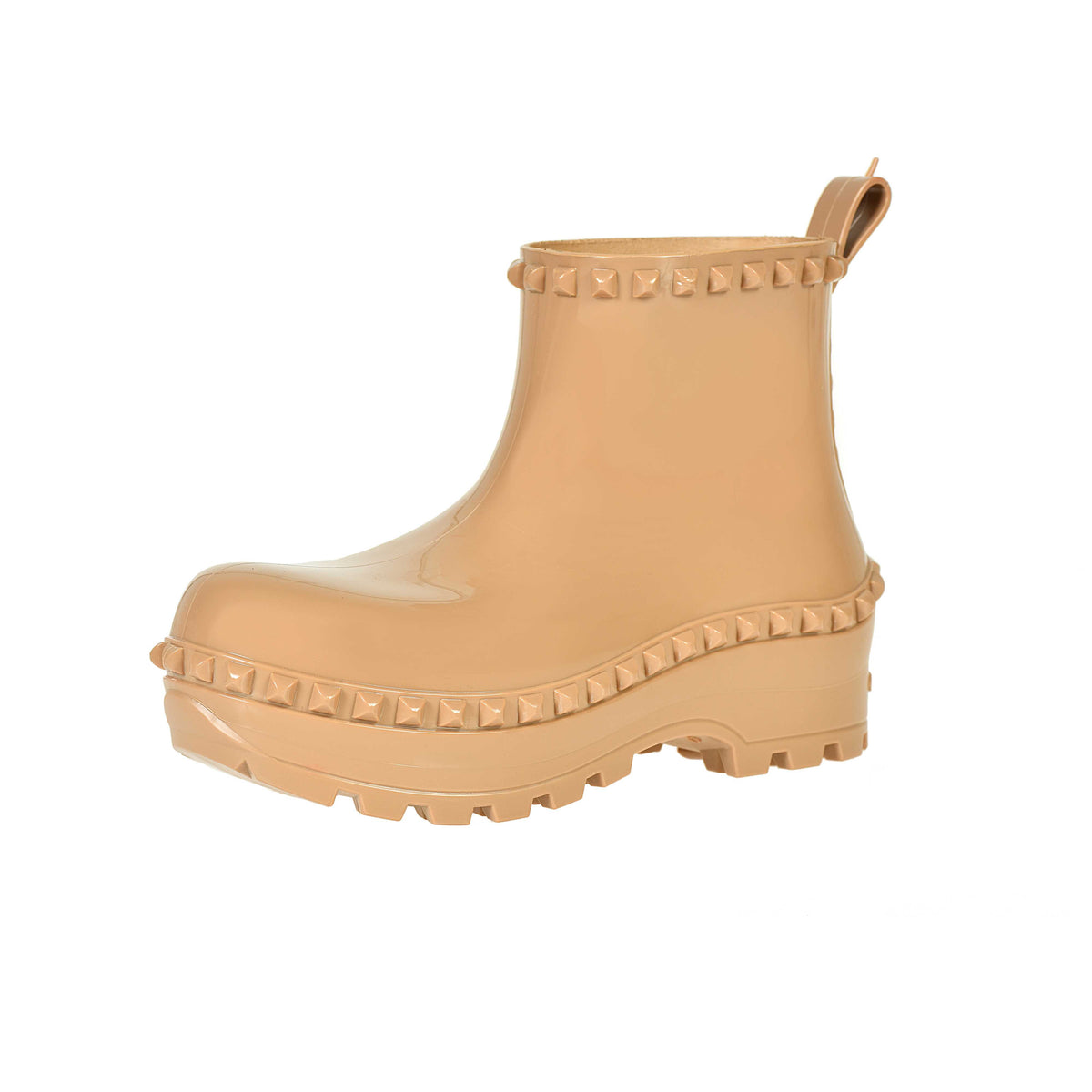 Studded Carmen Sol jelly boots for women in color nude