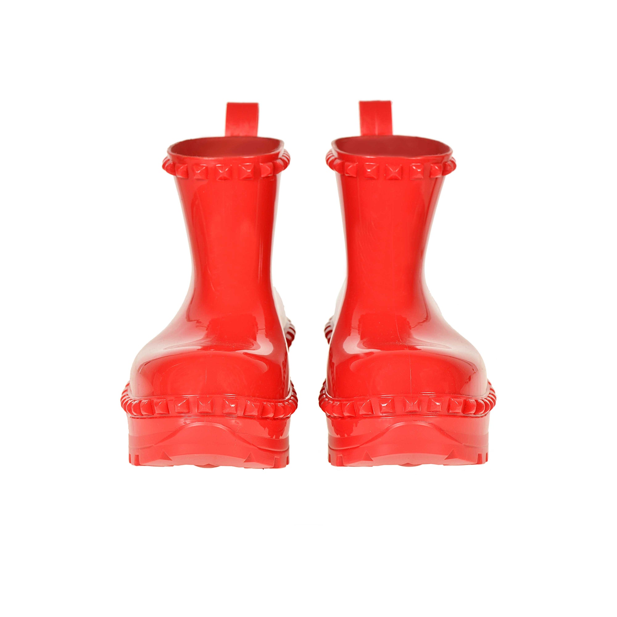 Red Bottega puddle boots perfect for the beach and pool