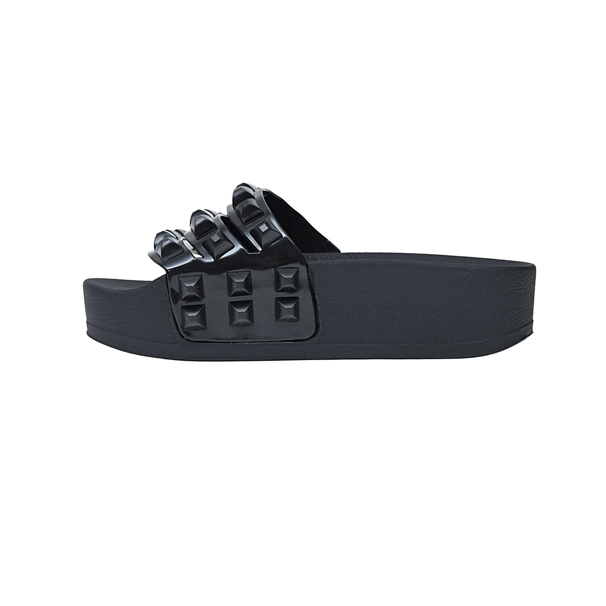 Black platform sandals from Carmen sol. Take your style to new heights with slide sandals