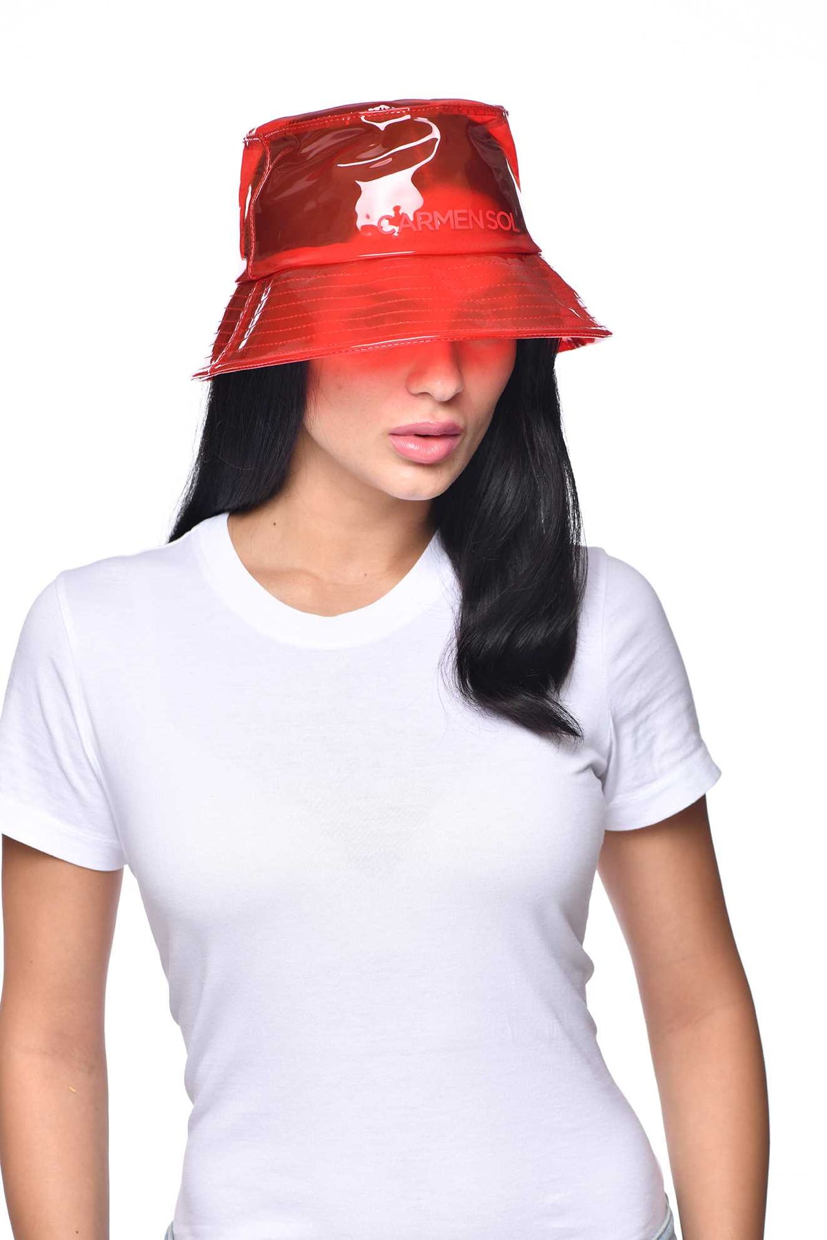 Raquel jelly bucket hat womens in color red from Carmen Sol