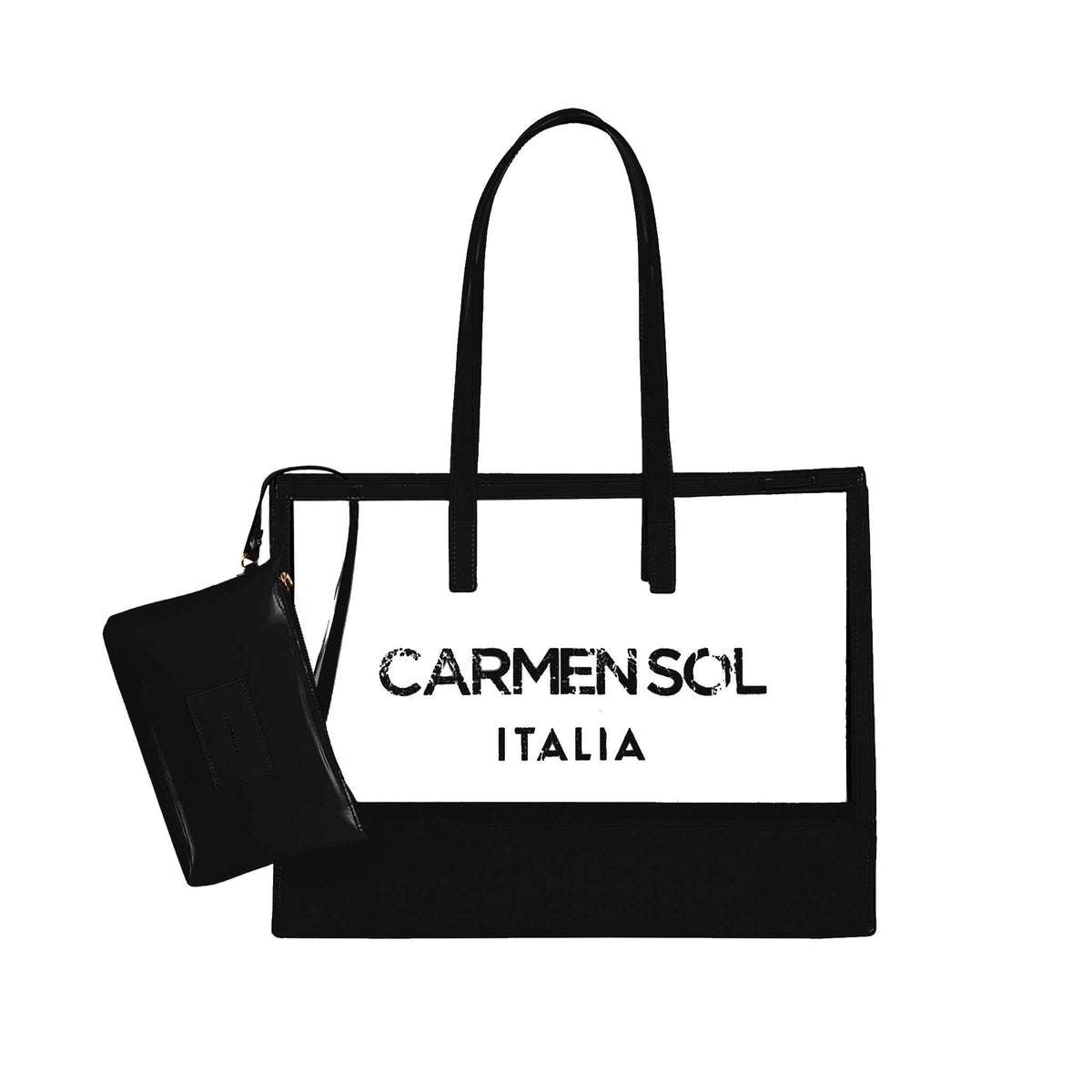 Taormina beach bags for women in color black with detachable bags
