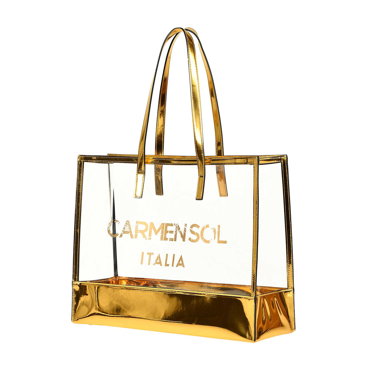 Recyclable Carmen Sol clear jelly bags in color gold