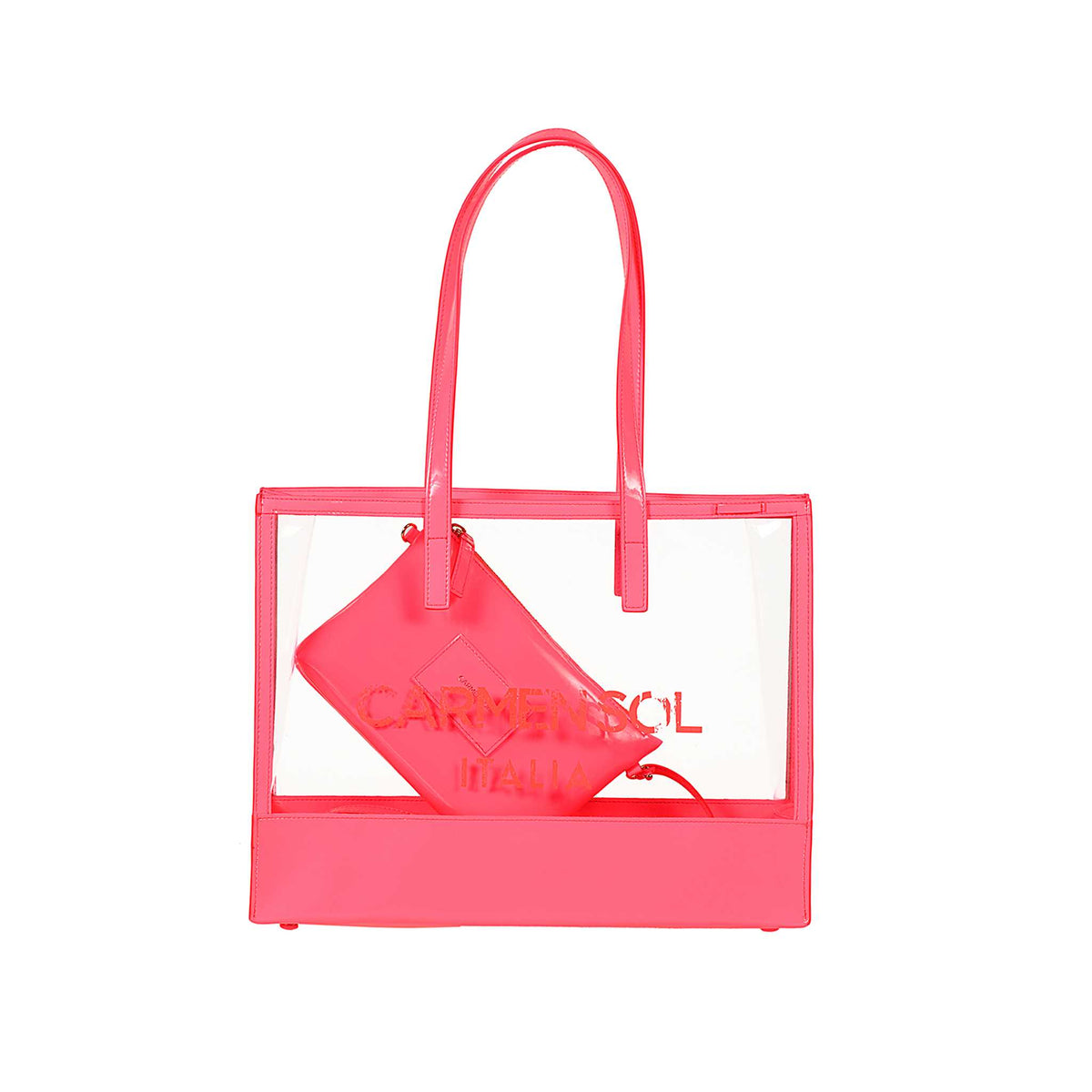 clear jelly purse with detachable purse in color neon pink