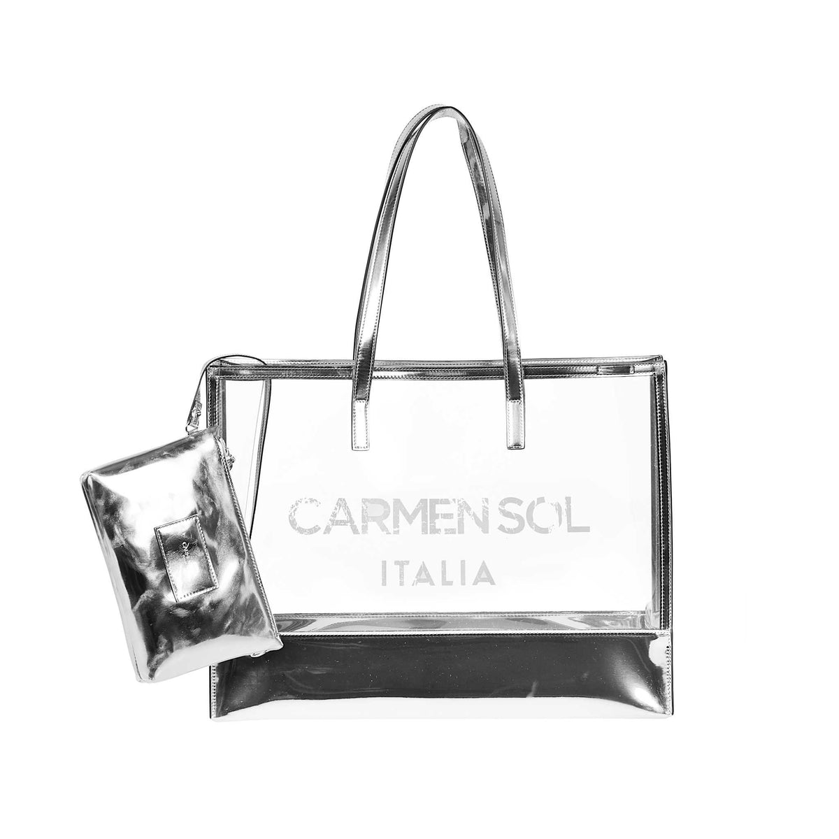large tote bags Taormina from Carmen Sol in color silver with detachable purse