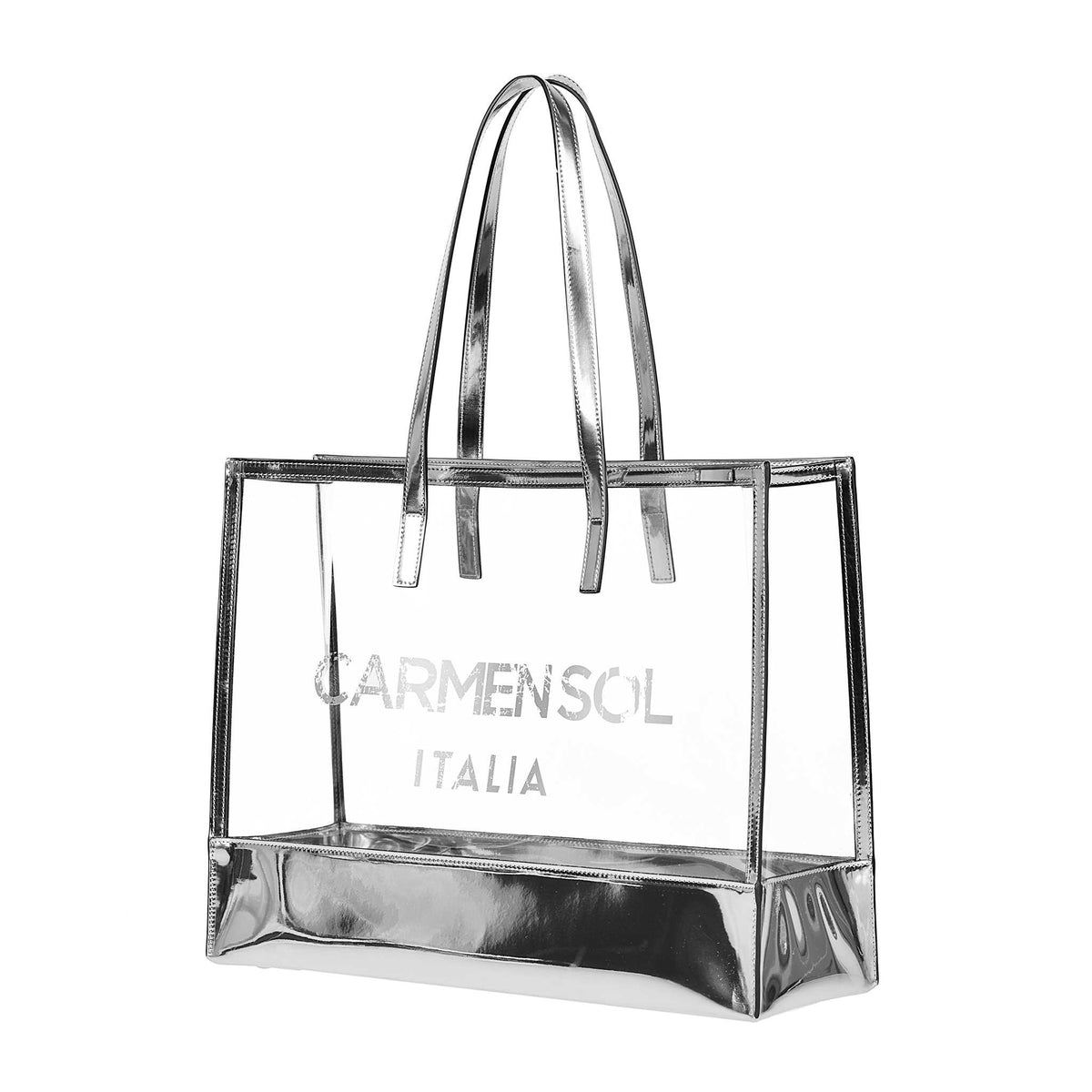 Carmen Sol large tote bags in color silver 