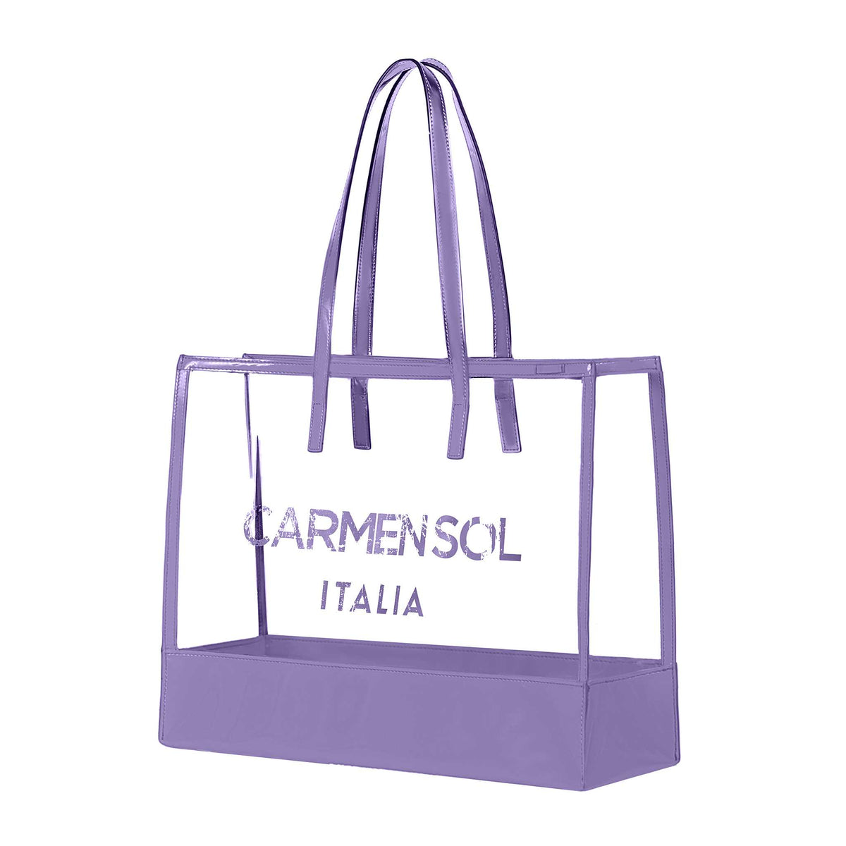 Carmen Sol clear large tote bags in color violet