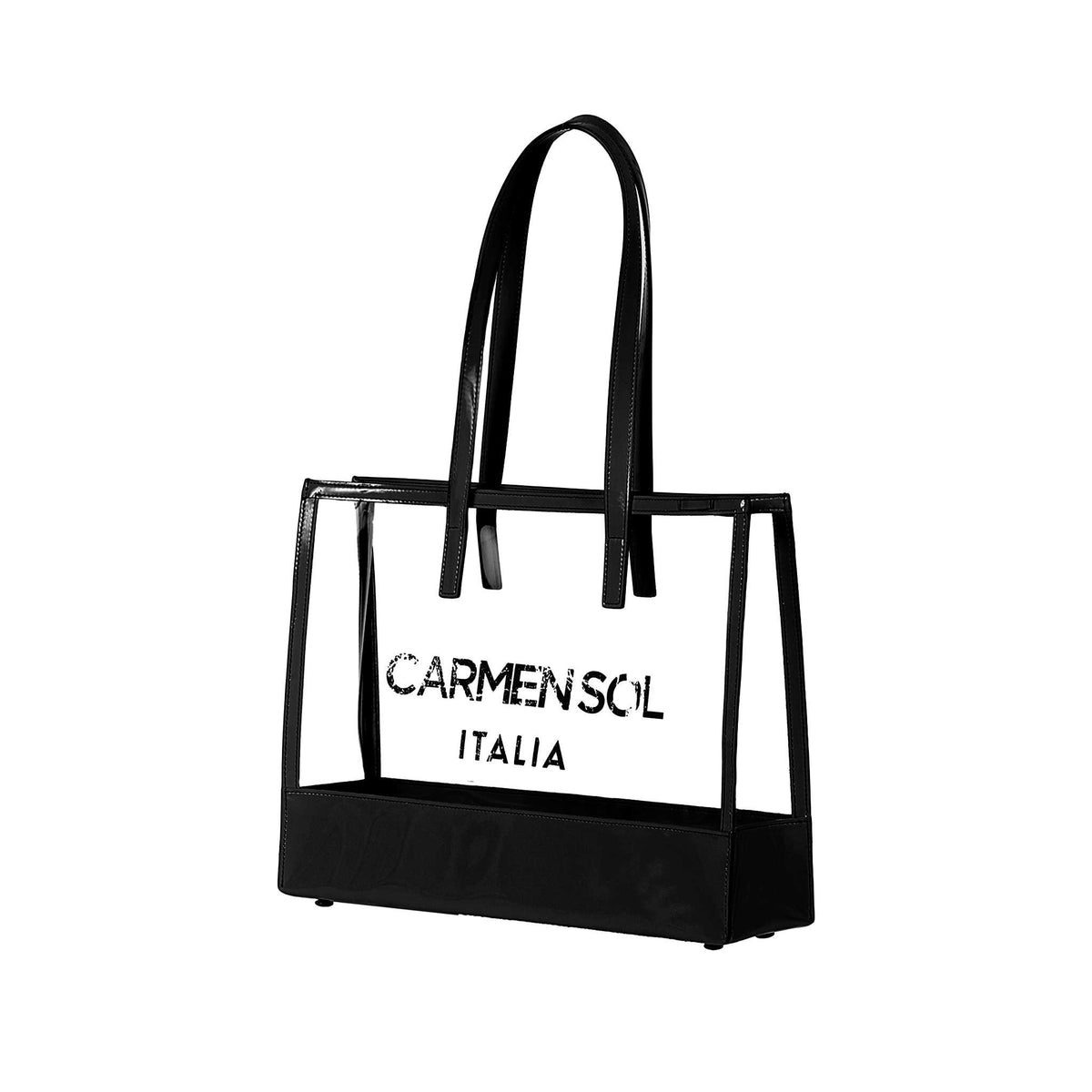 clear large tote bags in black from Carmen Sol