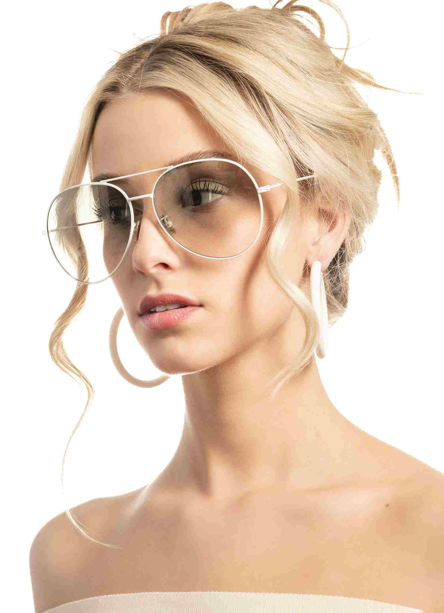 White Aviator sunglasses