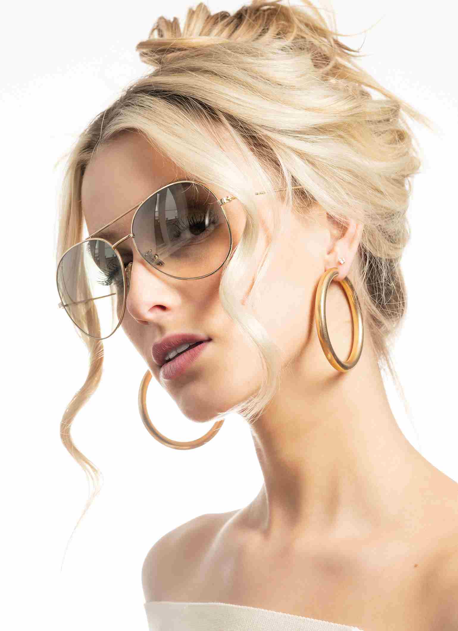 Gold Aviator sunglasses