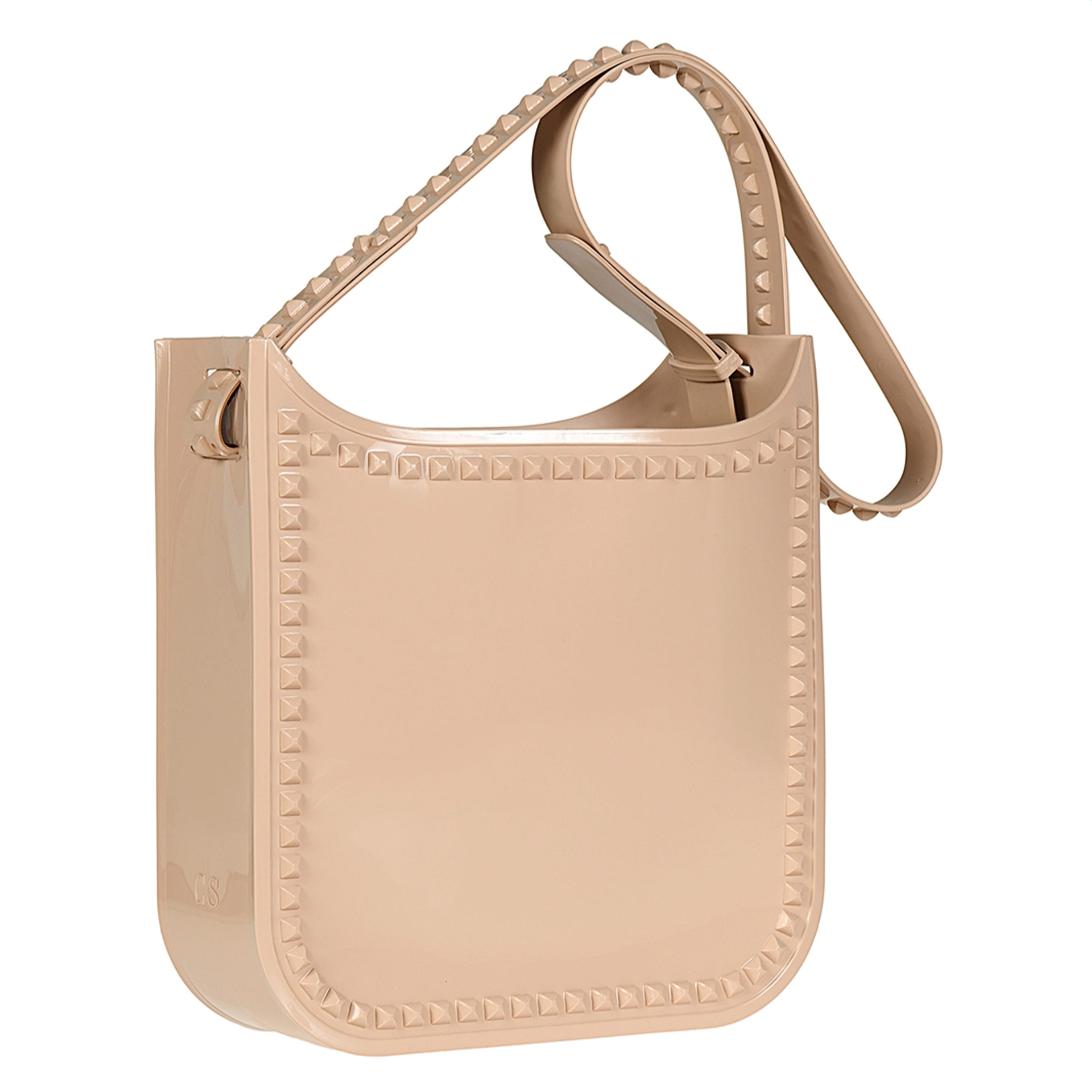 Jelly crossbody purse in blush with studs
