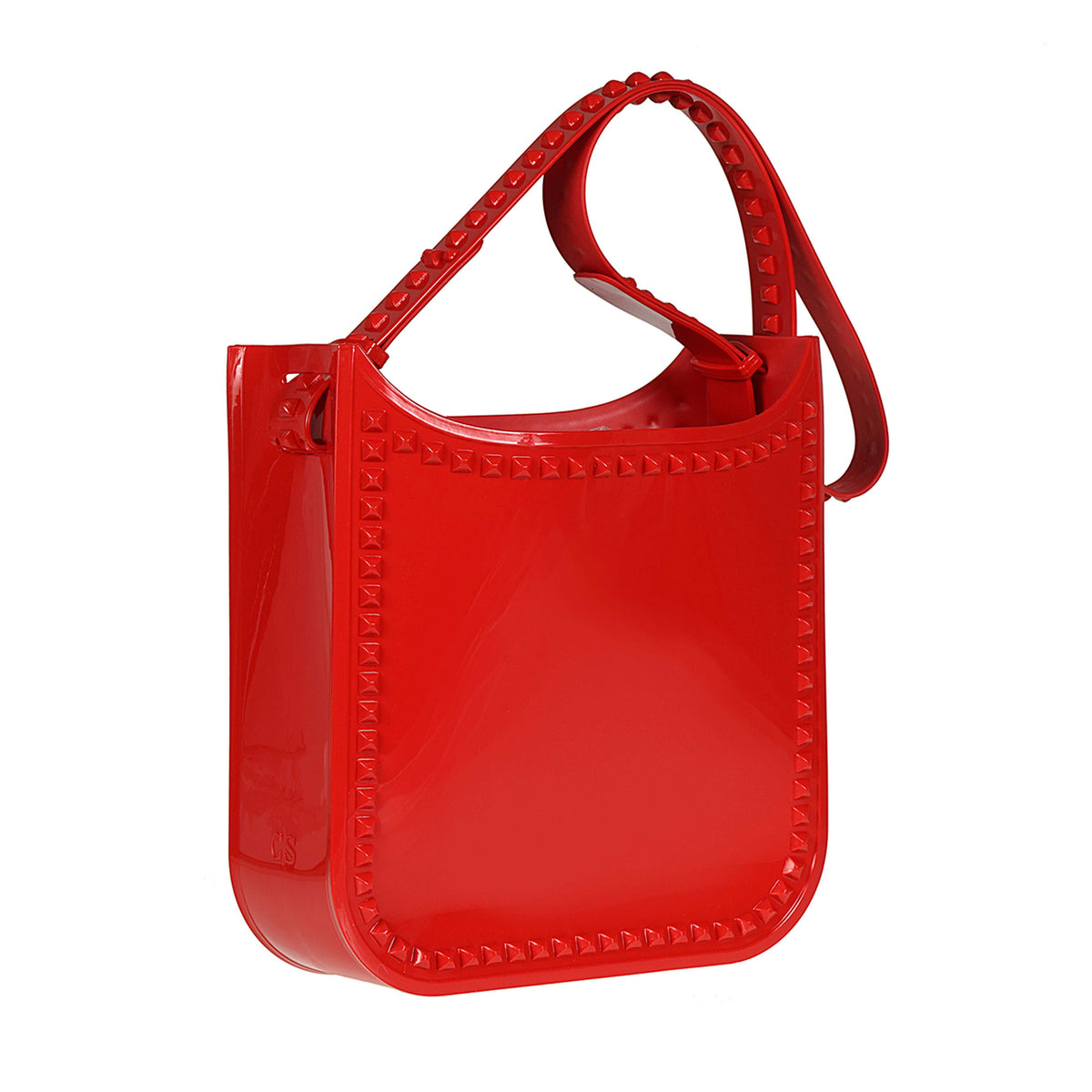 Fico red jelly bag with studded design for womens
