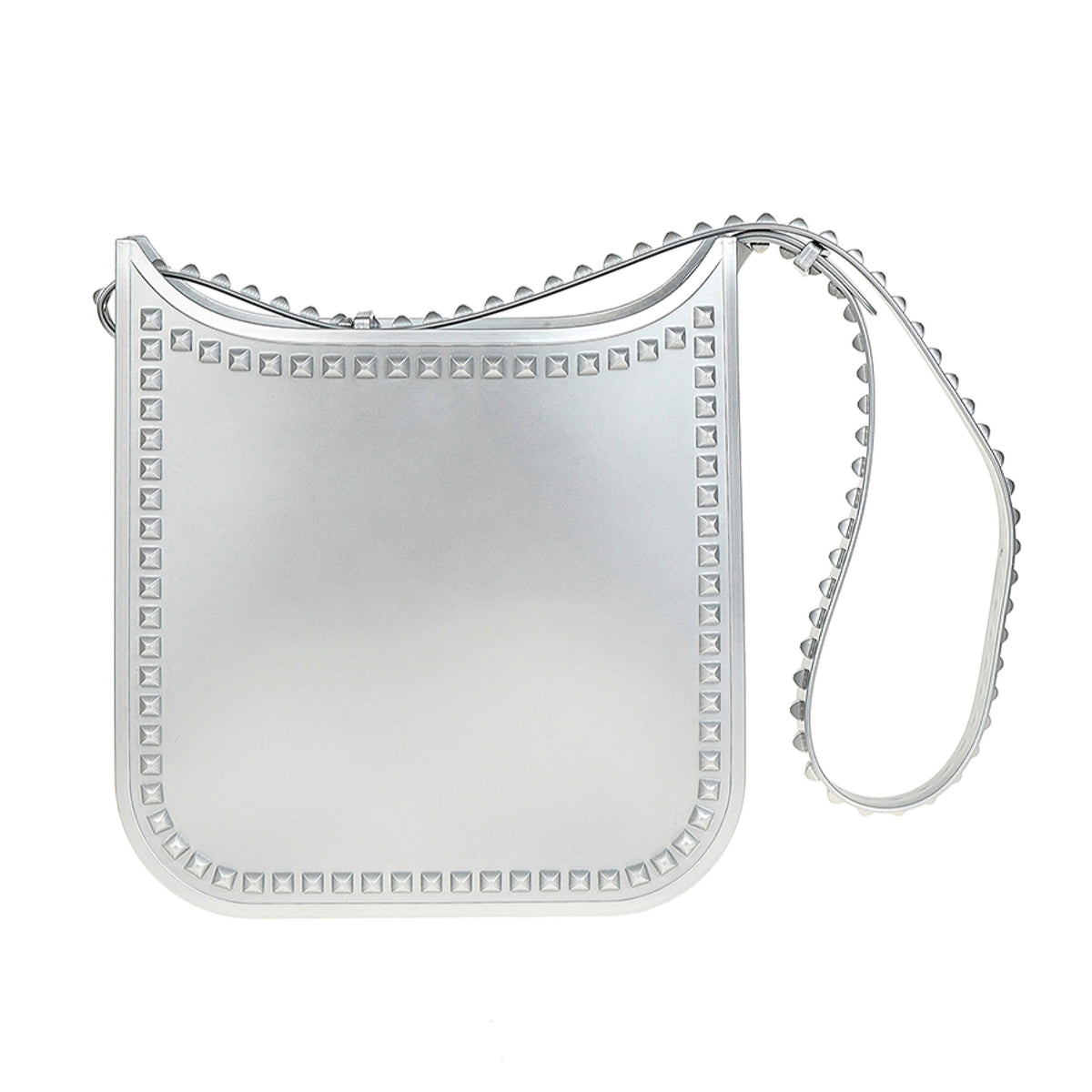 Silver jelly purse with studded design made in Italy