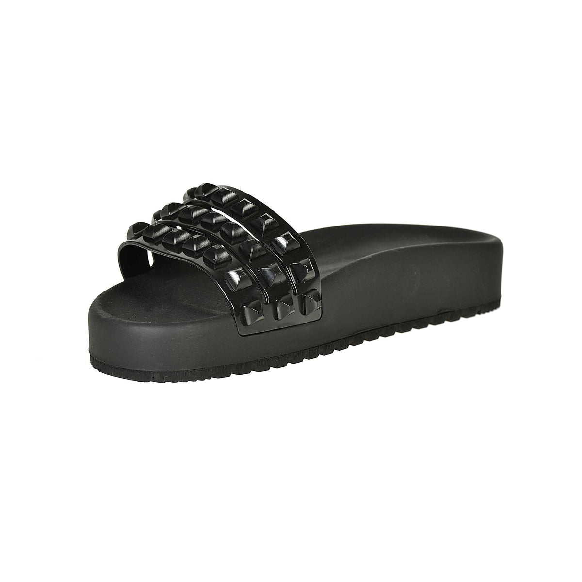Sustainable Carmen Sol 3 straps jelly slides in color black