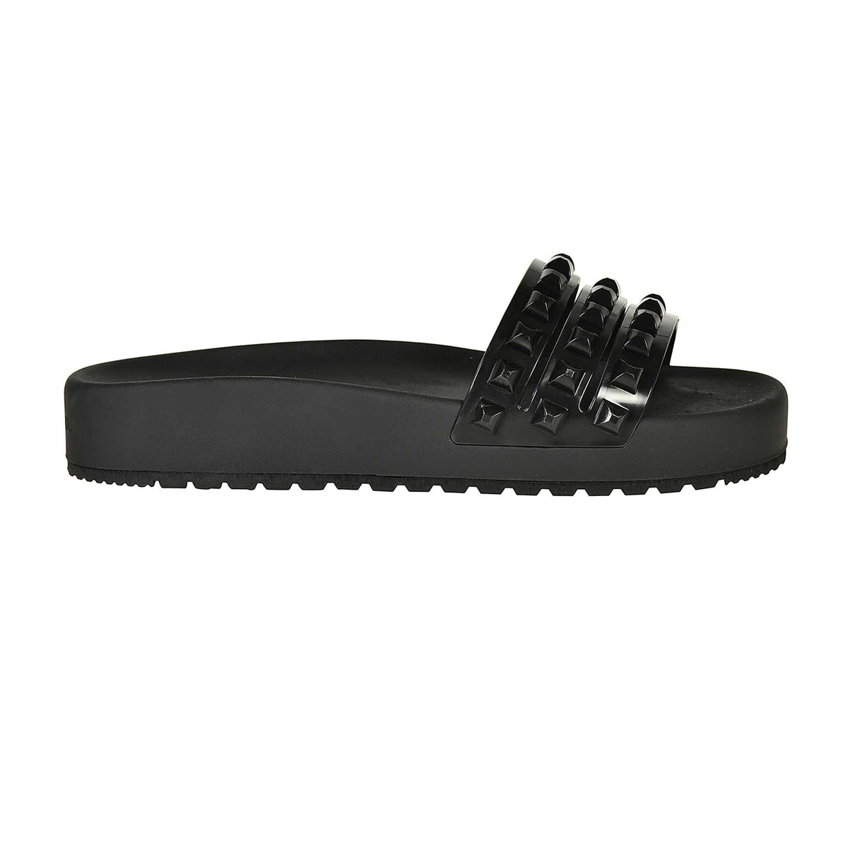 Recyclable 3 straps jelly slides from Carmen Sol in color black