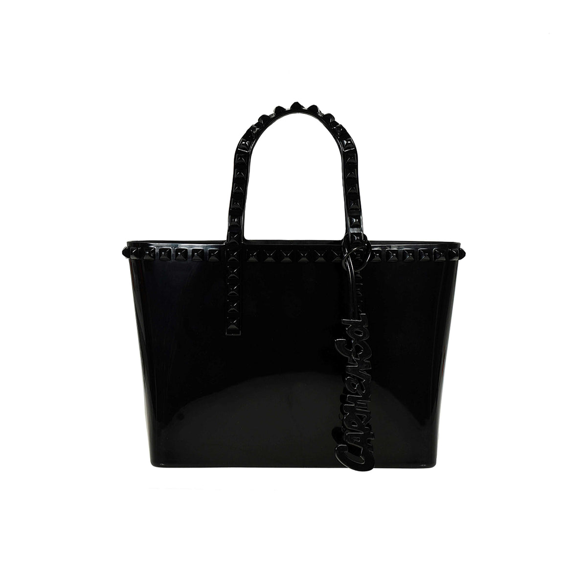 Black rubber bag from Carmen Sol with unique studded design