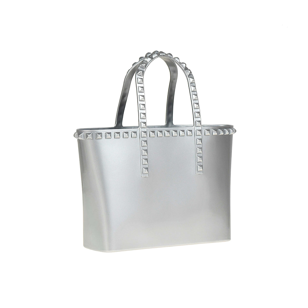 Mini jelly beach bags in color silver with studs