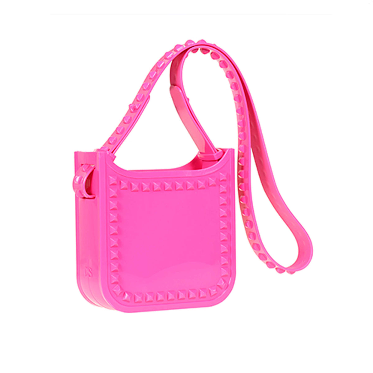 Made in Italy purse with studs in color fuchsia and perfect for date night