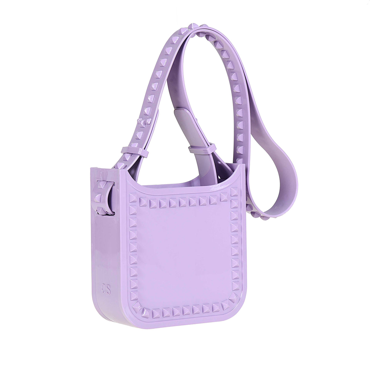 Lisa small studded crossbody beach purse in color violet