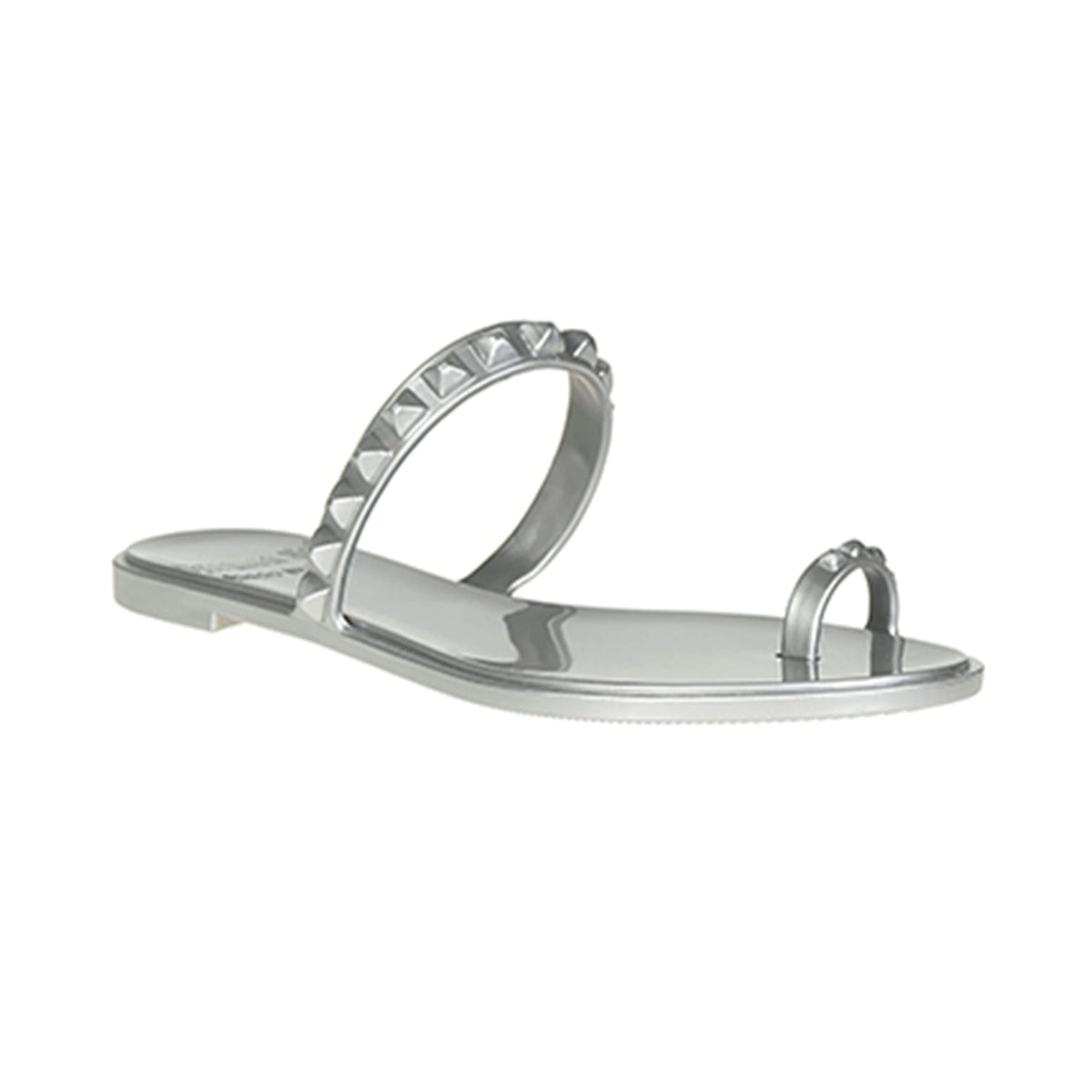 Silver Carmen Sol studded jelly sandals for the pool