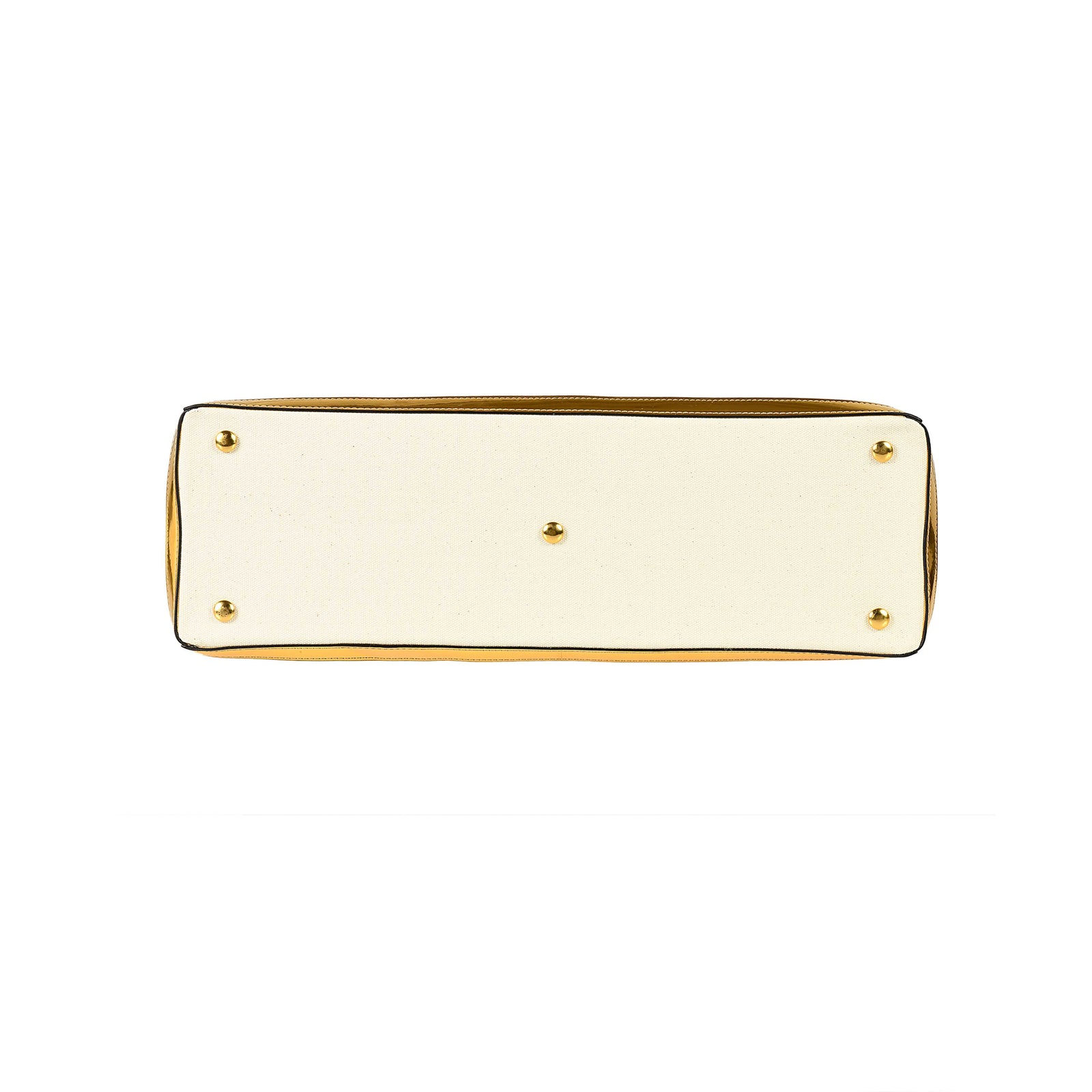 Bottom view of large tote in canvas material