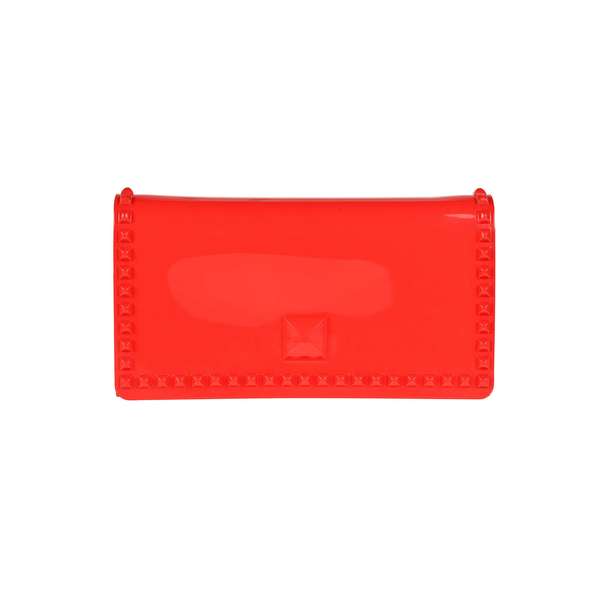 Nora jelly purse in color red with studded design for the beach