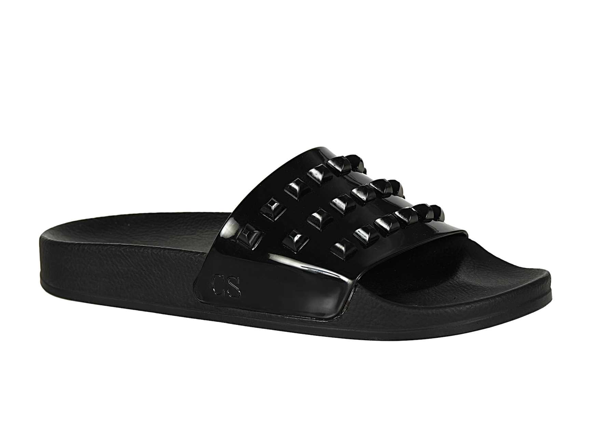Studded black Carmen Sol jelly slides perfect for any outfit