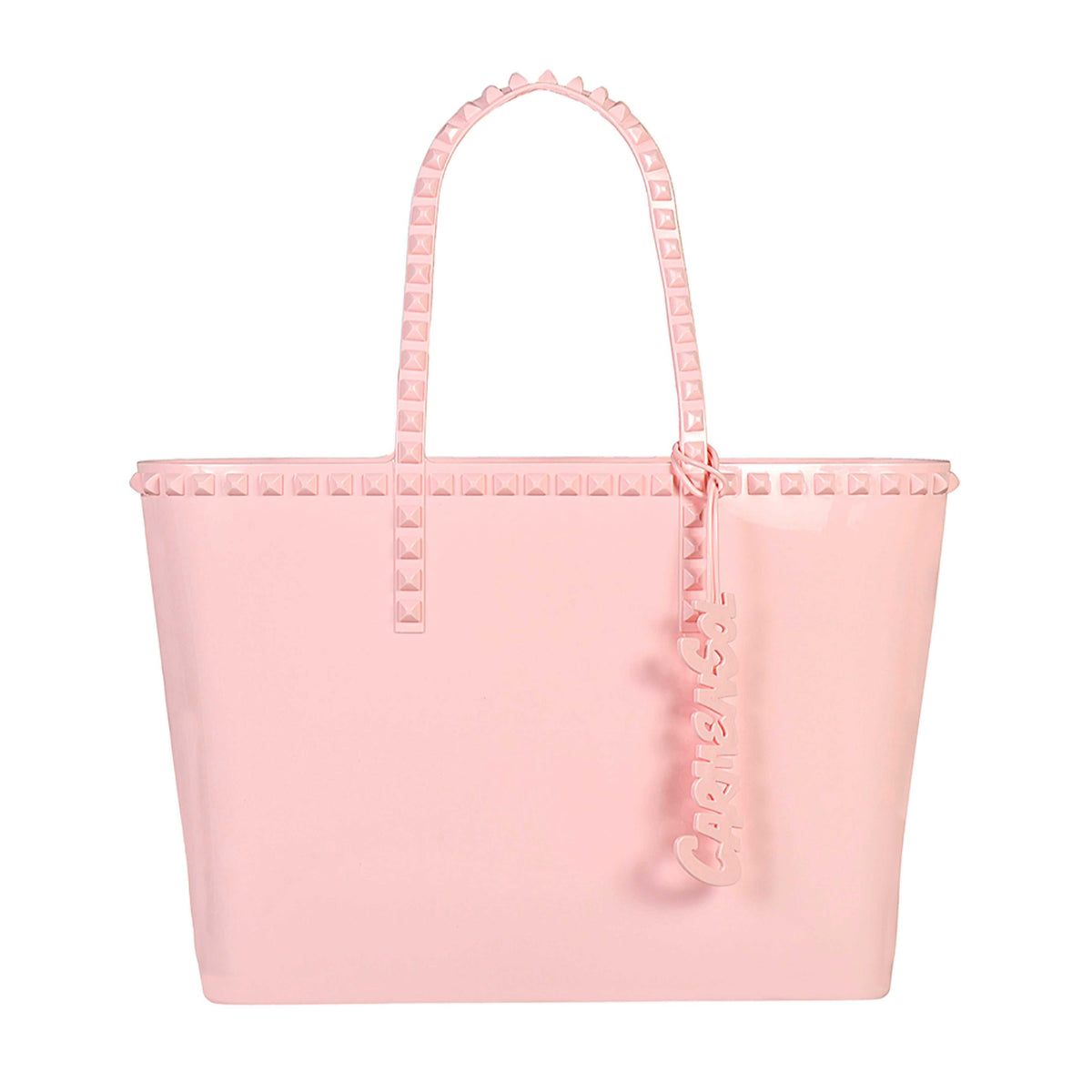 Carmen Sol studded big purse in color baby pink