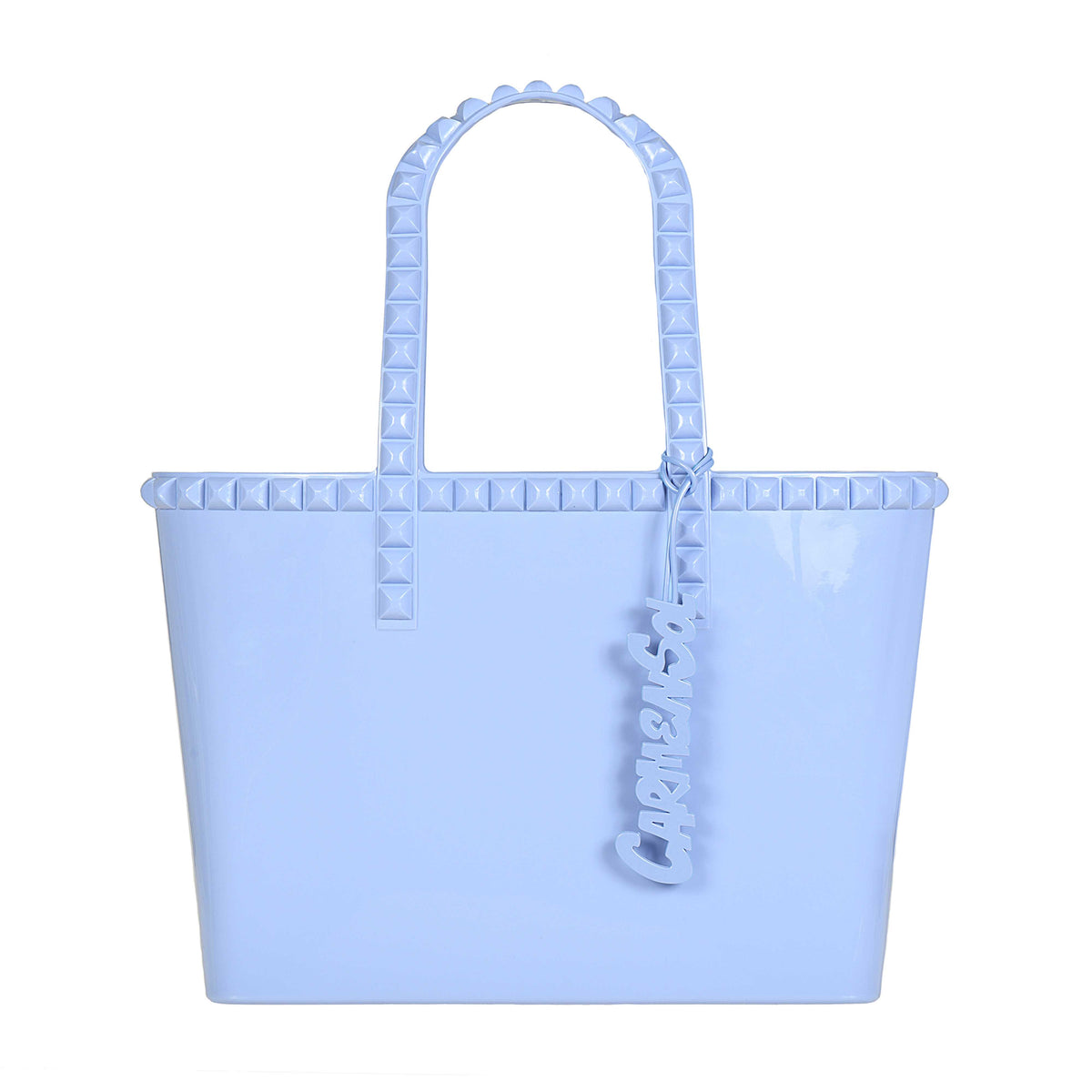Baby blue jumbo studded Seba beach purse on sale