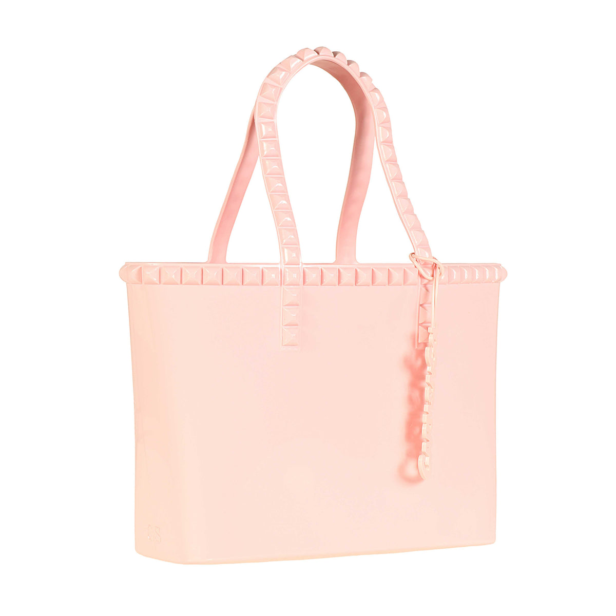 Jumbo studded Carmen Sol jelly bags in color baby pink
