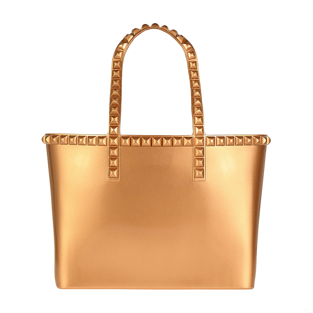 Rose gold Carmen Sol beach purse with jumbo studs