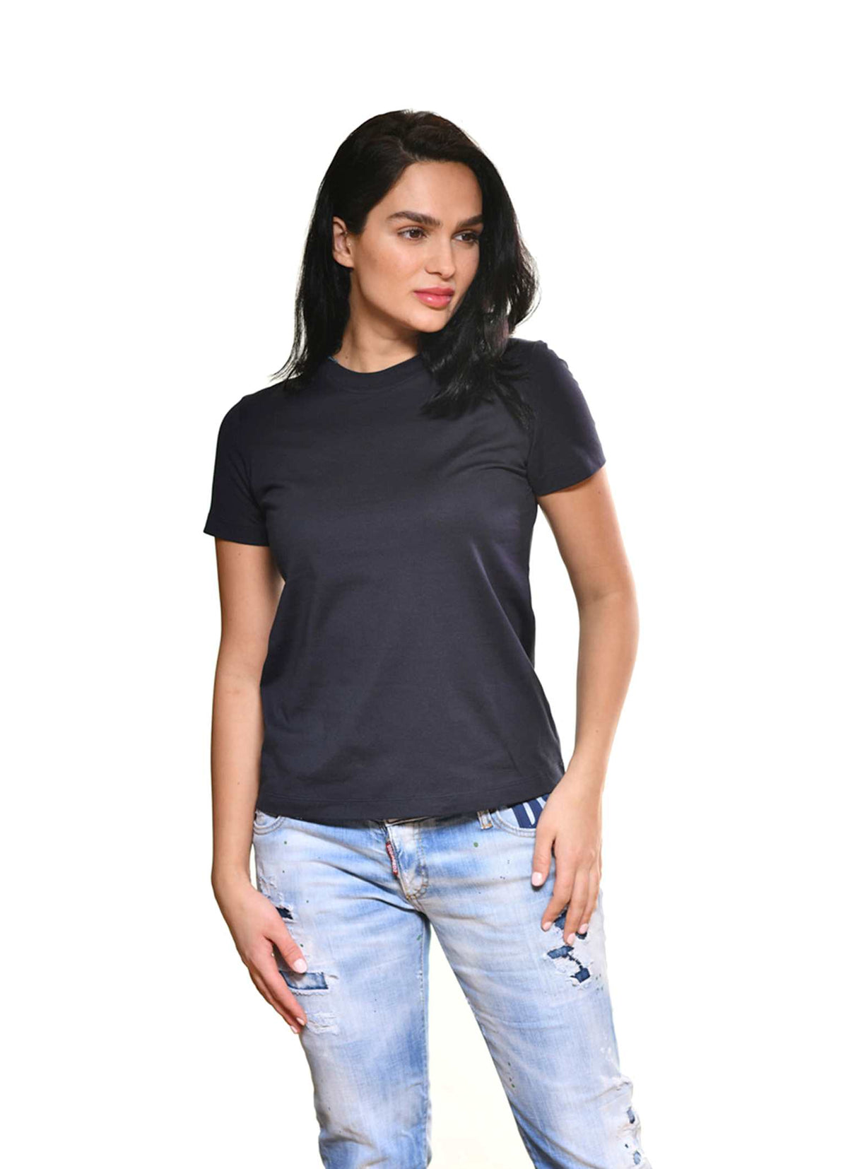 Carmen Sol short sleeve tee shirts for women in color mid night blue
