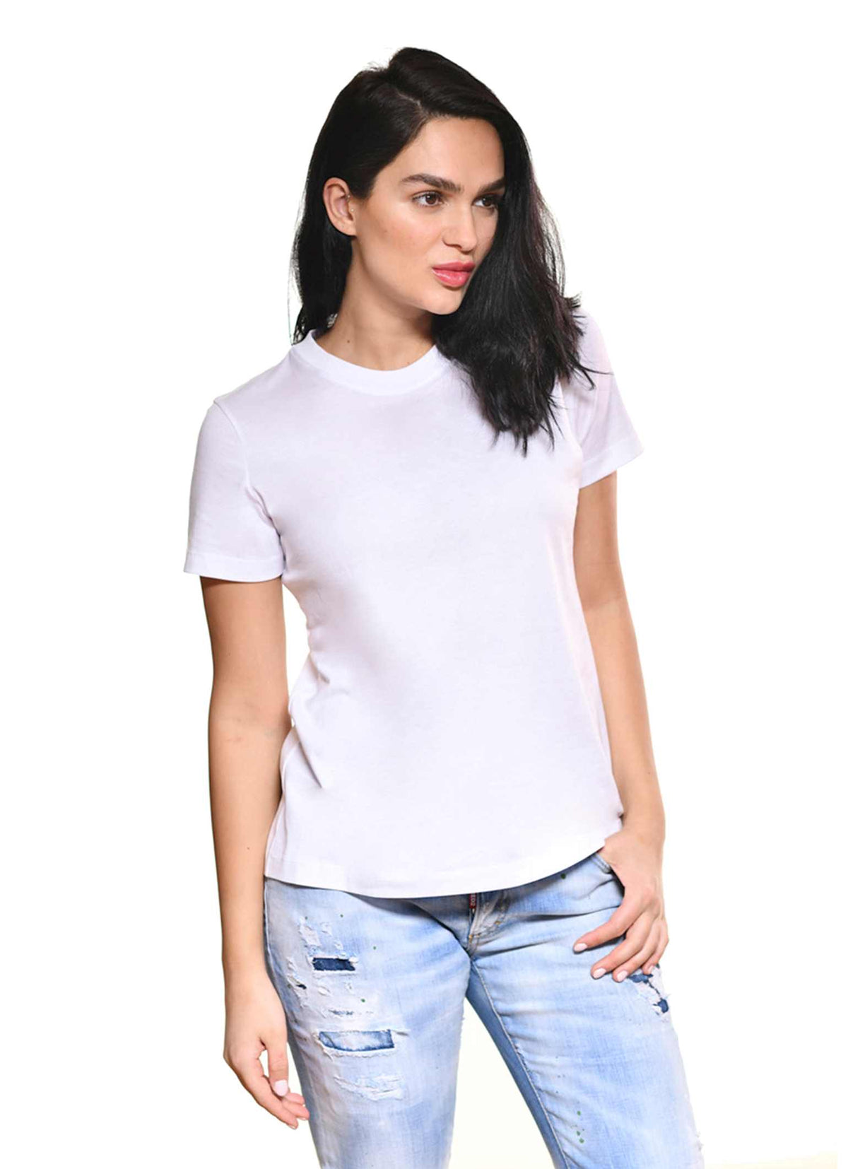 Carmen Sol round neck tee shirts for women in color white