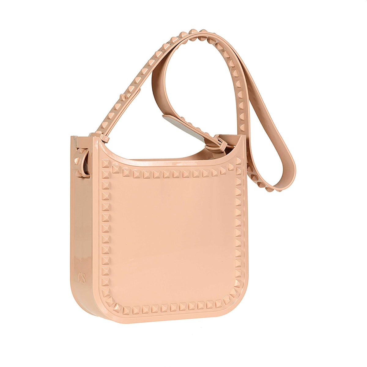 Toni rubber beach bag which is handsfree in color blush