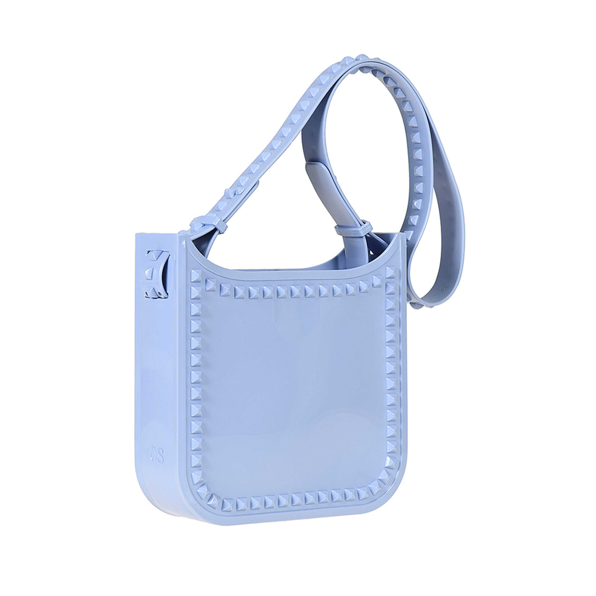 Toni mid jelly bags with studs on sale in color baby blue