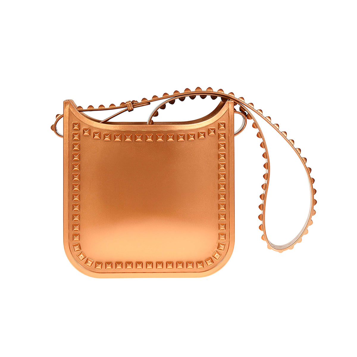 Rose gold Carmen Sol beach purse with studs and adjustable straps