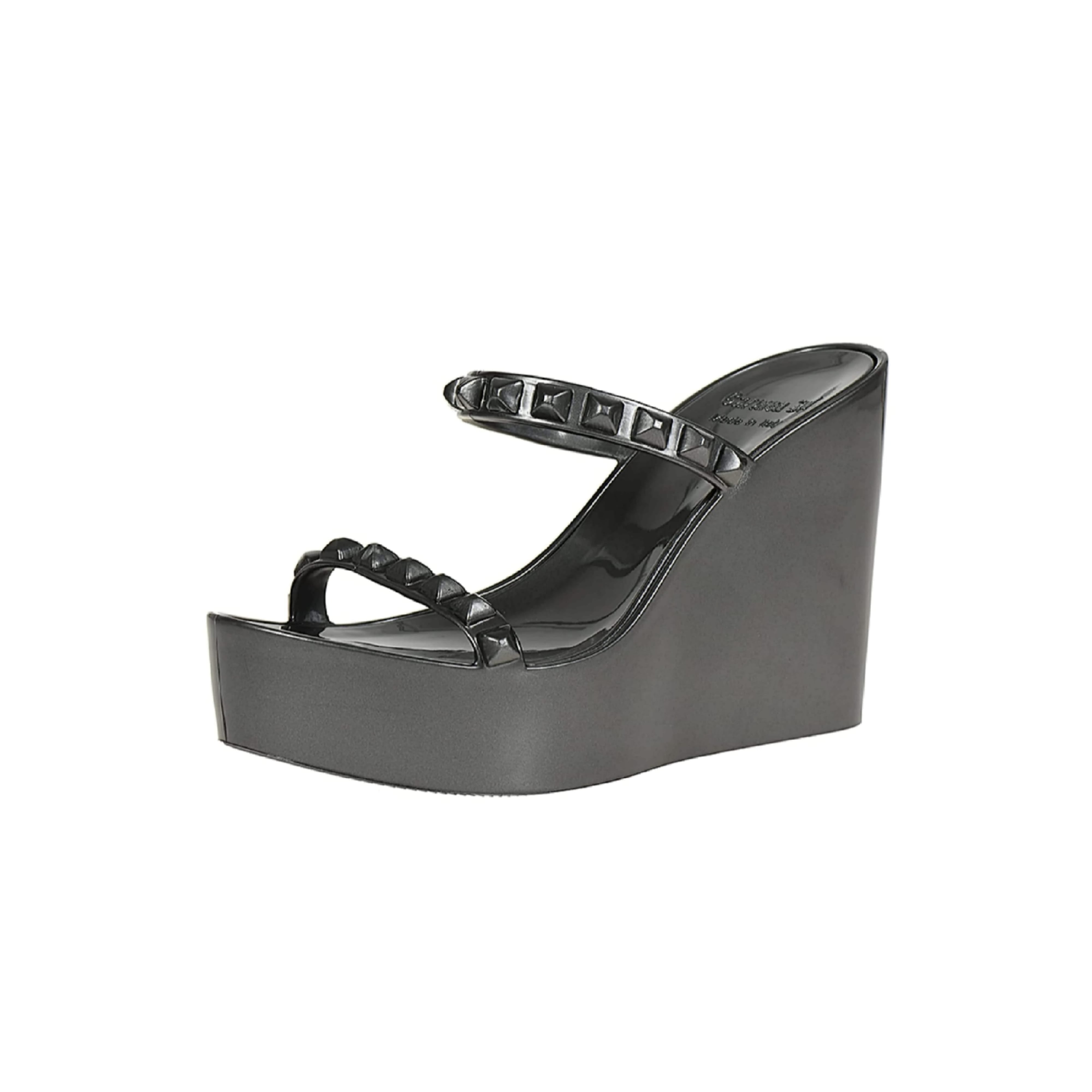 SUN STONE Womens Black Snake Platform 1-1/2