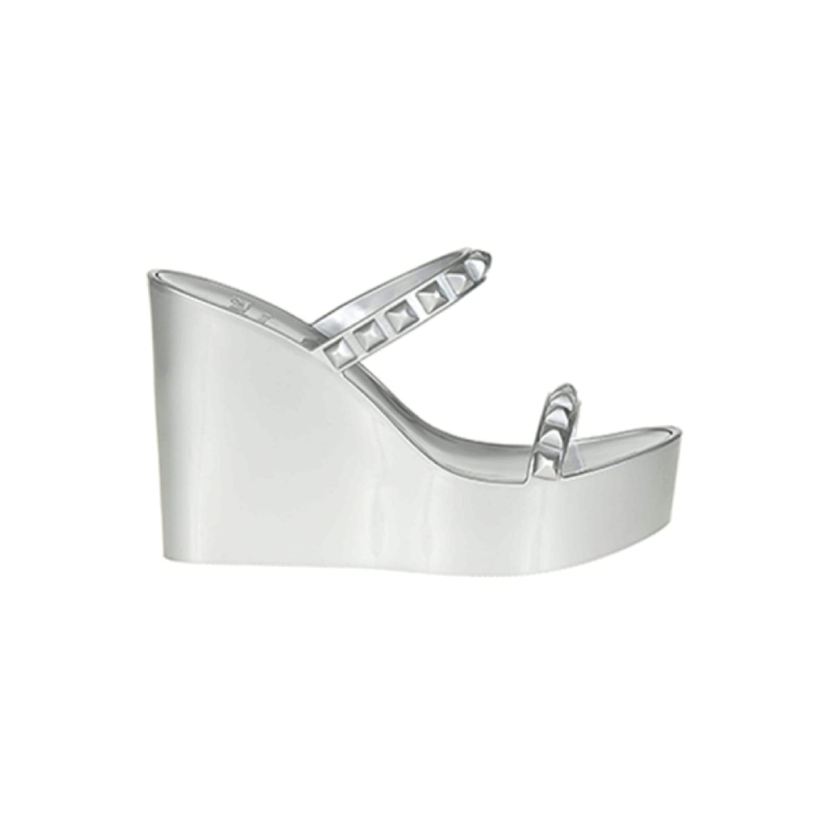 Carmen Sol jelly wedge, silver platform heels 