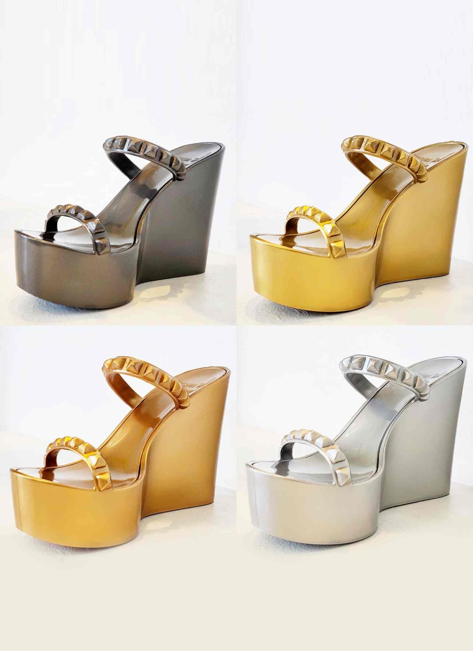 Women Metallic Hollow Out Ankle Strap Wedge Sandals, Vacation Sandals |  SHEIN