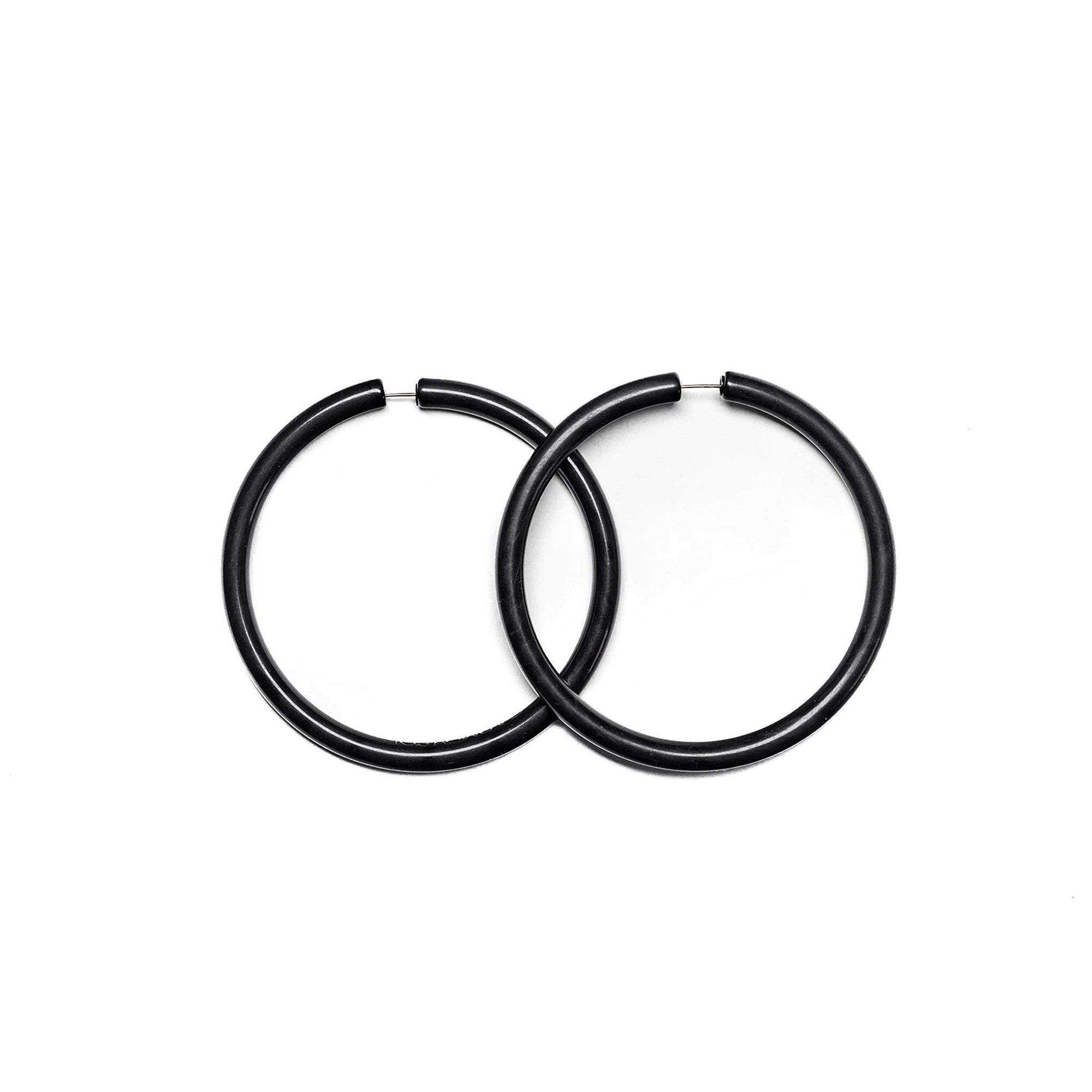 Black hoop earrings fom Carmen Sol Amp up your style game with fashionable hoop earrings