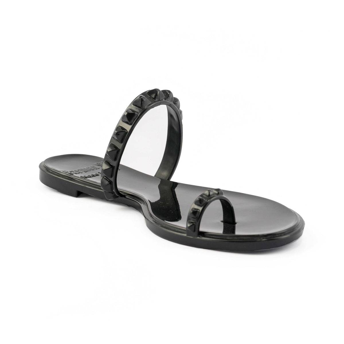 Black Carmen Sol jelly studded sandals for the pool party