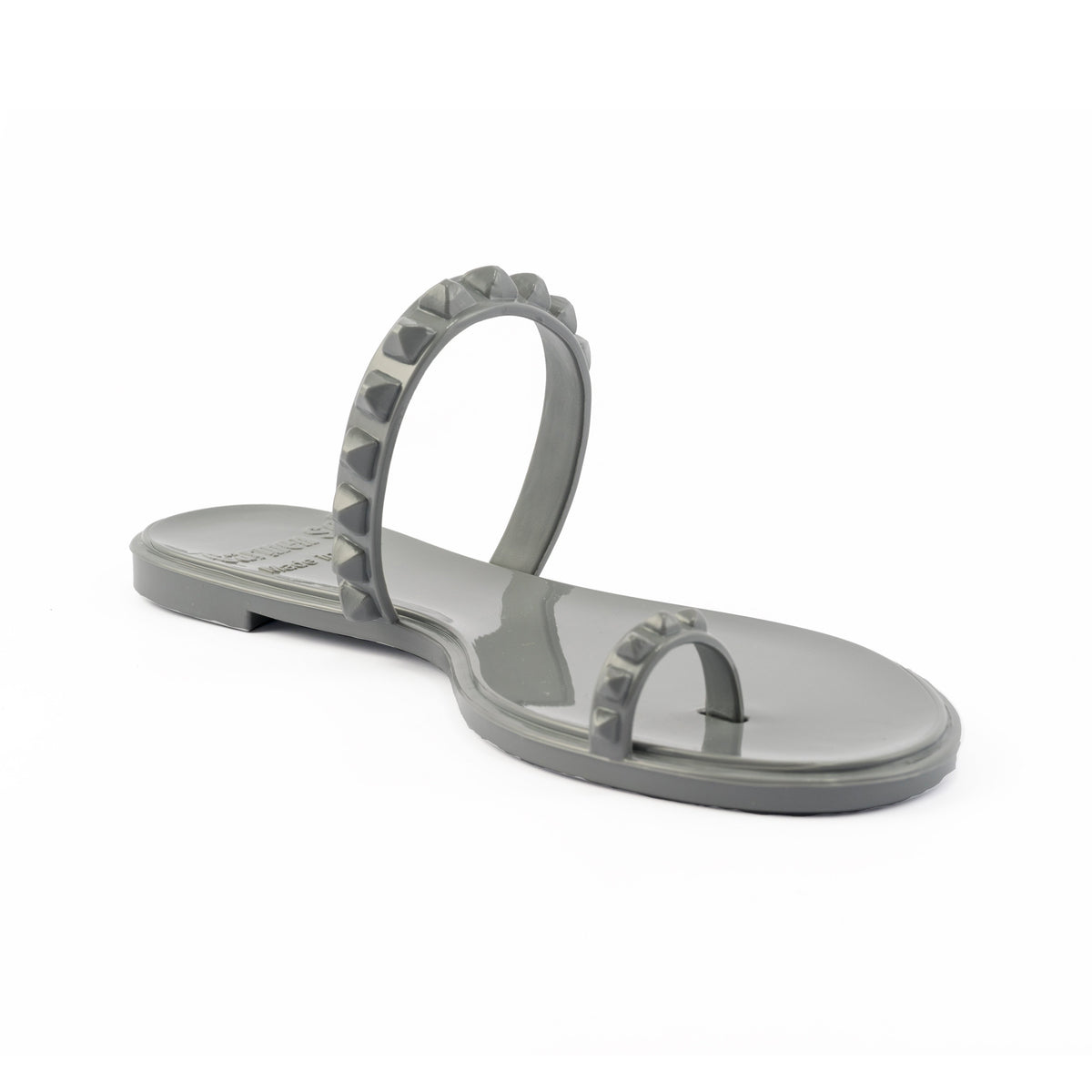 Carmen Sol grey jelly sandals, slide sandals for women with studs on sale