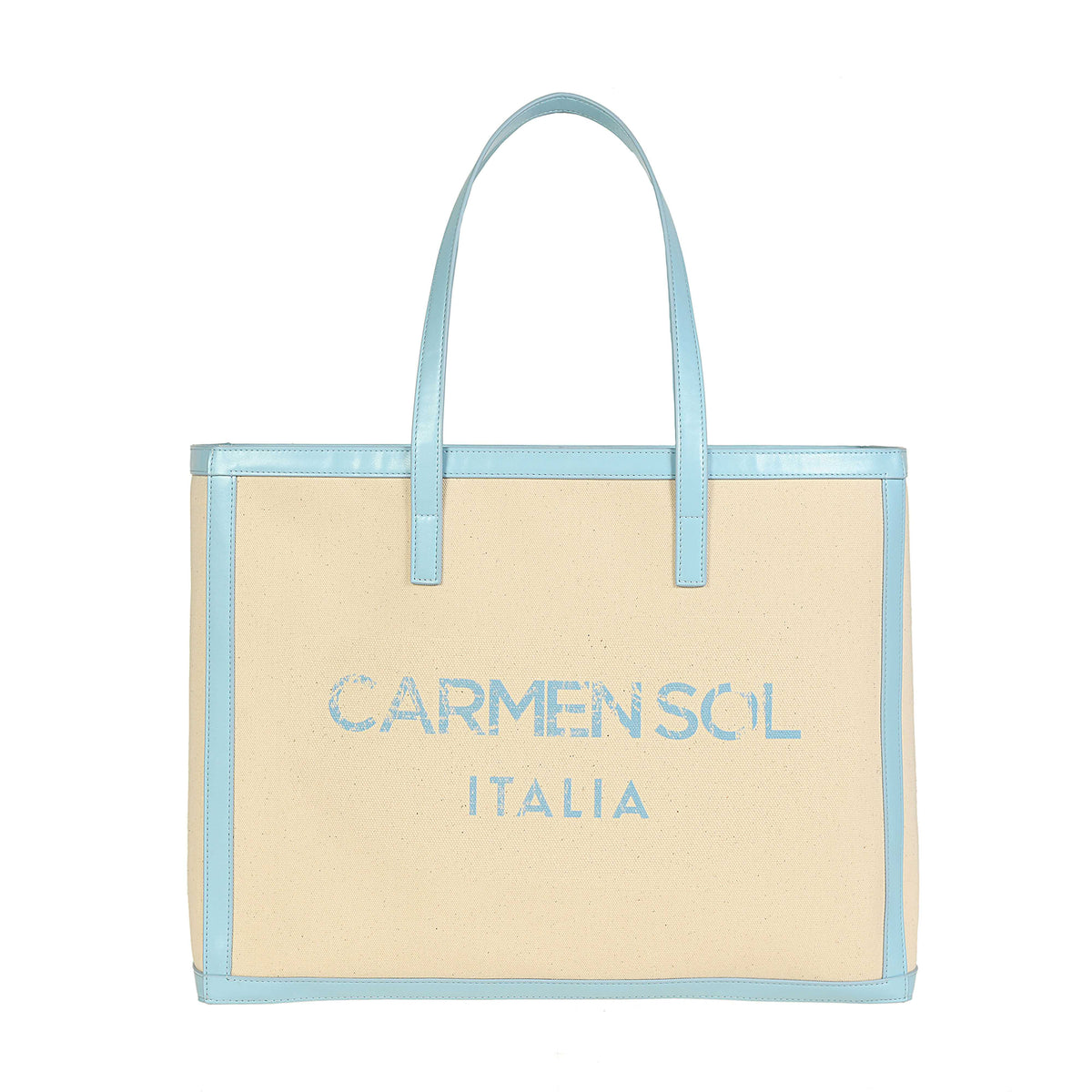 Recyclable large womens tote bags in color baby blue