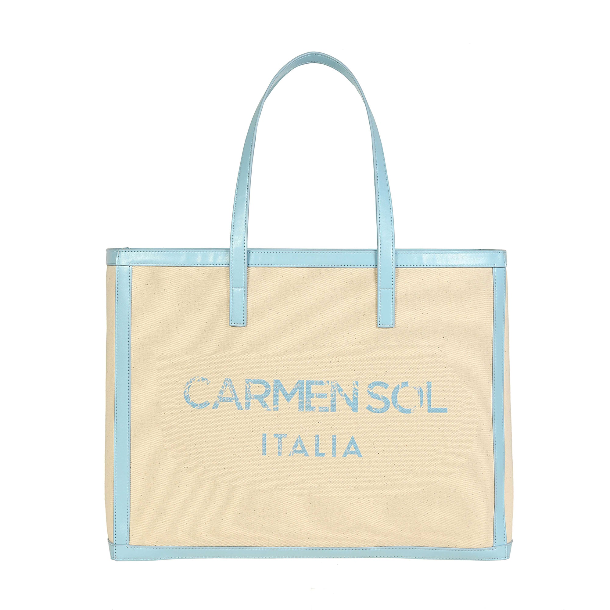 Recyclable large womens tote bags in color baby blue