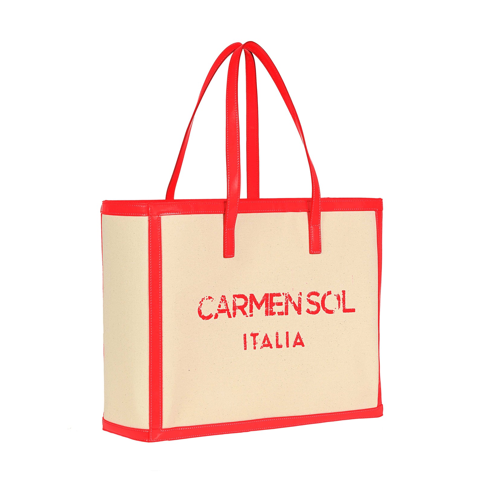 Red canvas large tote bags for women from Carmen Sol