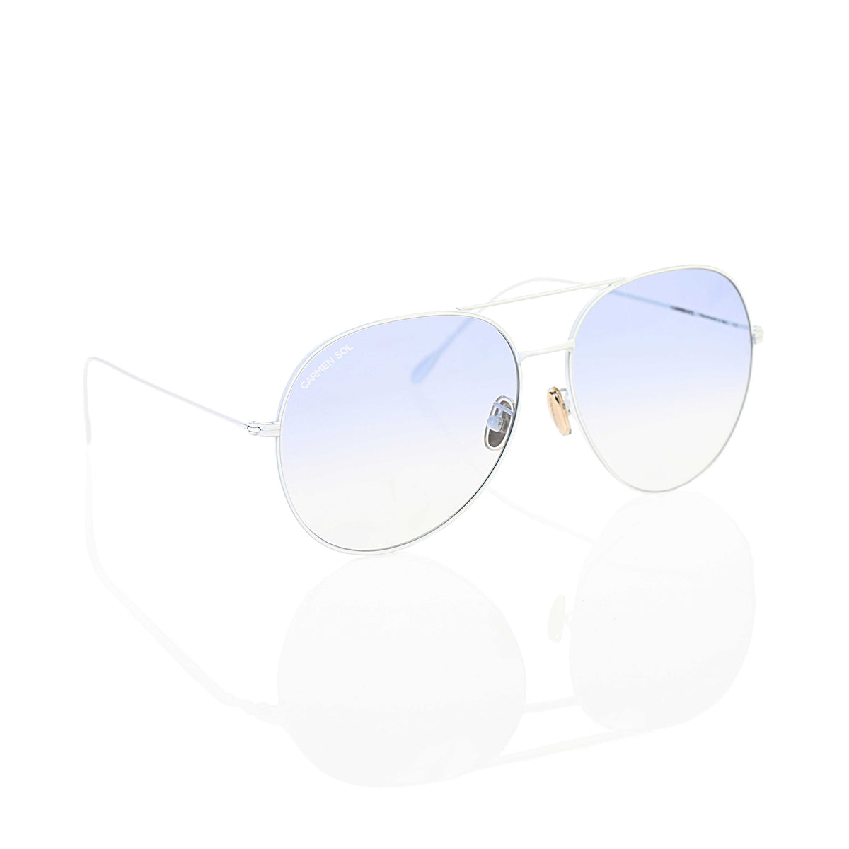Blue shade white aviator sunglasses for women